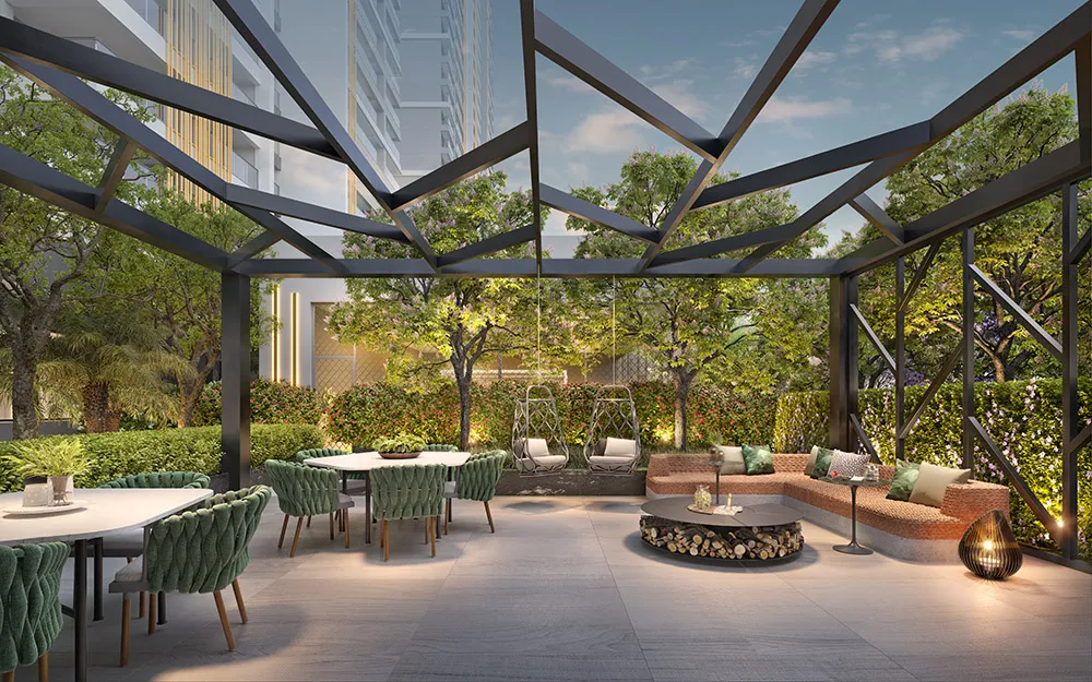 Perspectiva ilustrada da churrasqueira