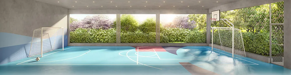 Perspectiva ilustrada da quadra coberta