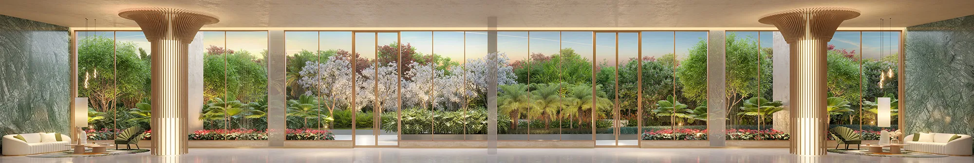 Perspectiva ilustrada do hall social