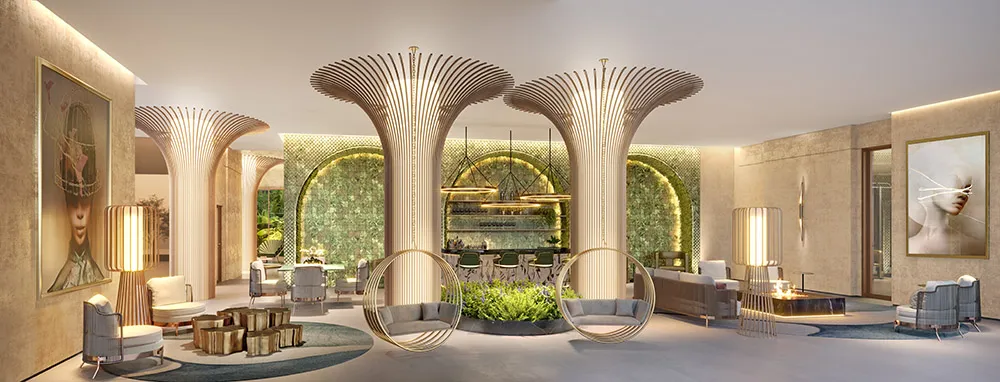 Perspectiva ilustrada do lounge bar