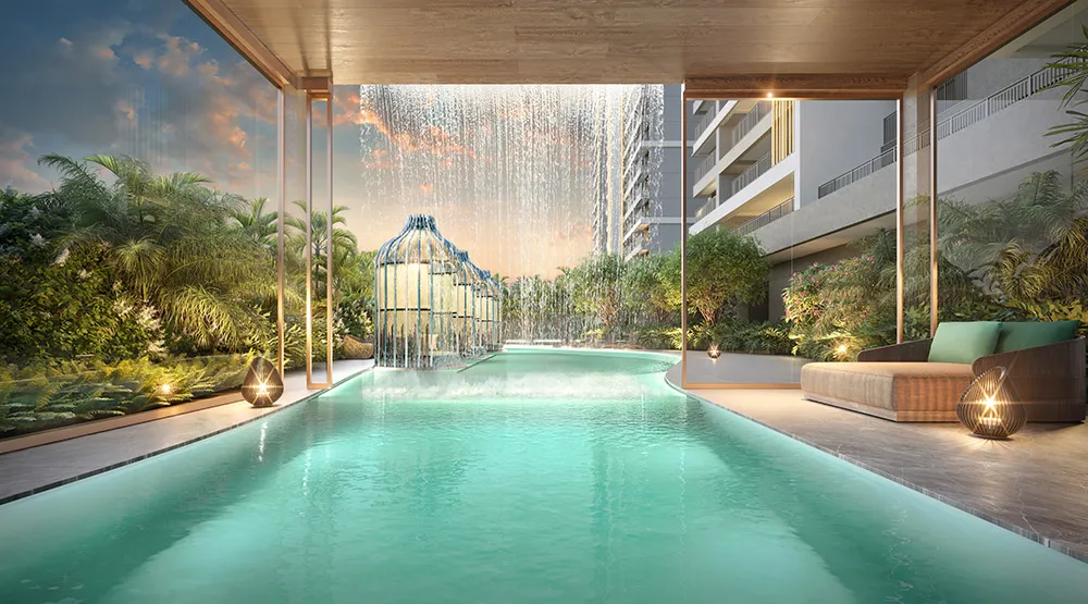 Perspectiva ilustrada da piscina